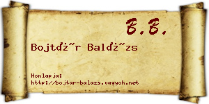 Bojtár Balázs névjegykártya