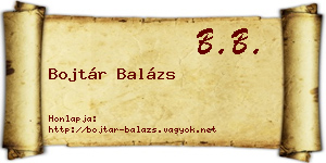 Bojtár Balázs névjegykártya